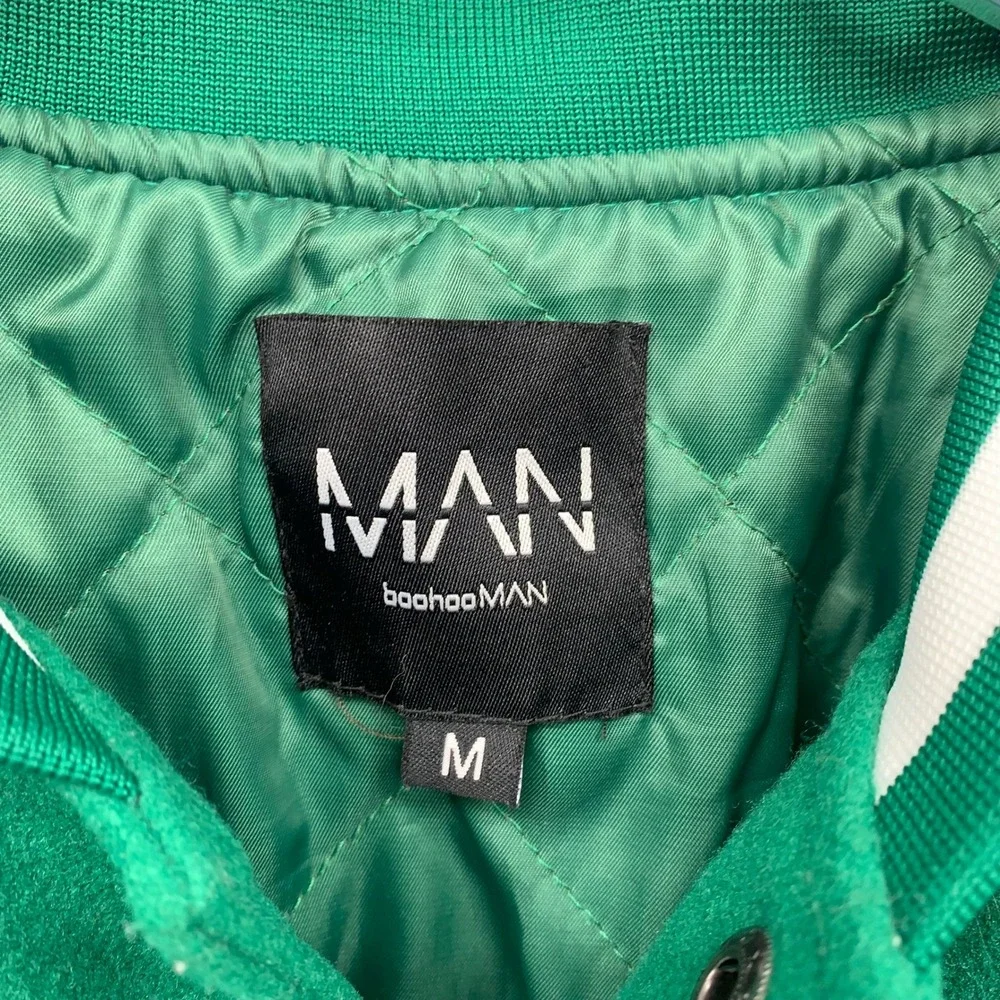 boohooMAN Varsity Jacket Mens M Green Excellent Official Man Limited Edition